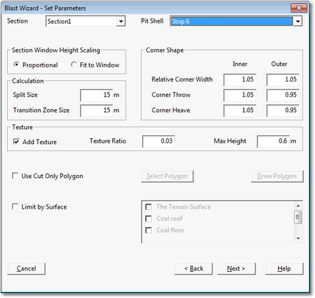 Blast Wizard Dialog, Set Parameters Page.