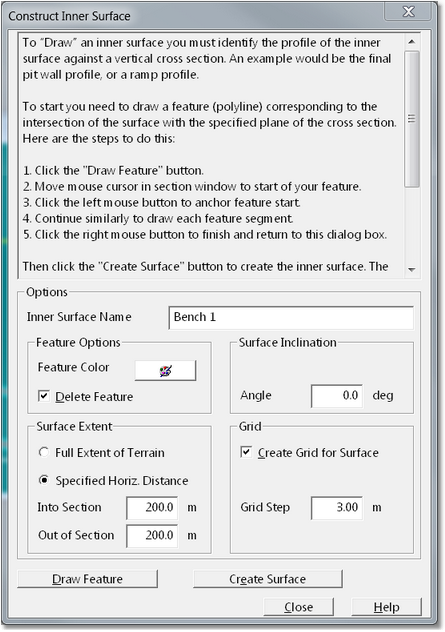 Construct Inner Surface dialog.