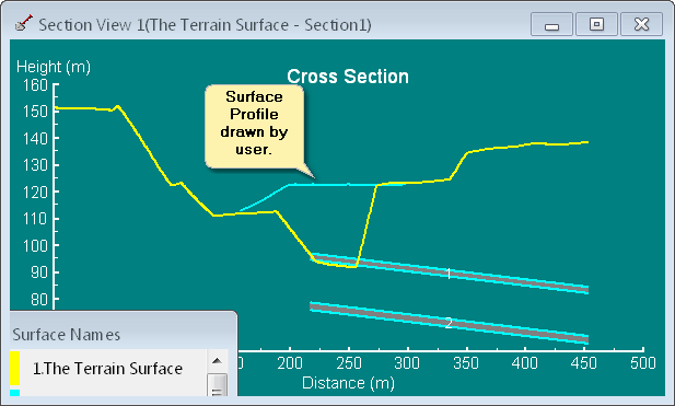 Surface Profile in Section Window.