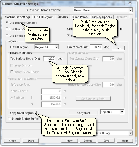 Typical Surfaces Page Setup for Rehabilitaion Push.