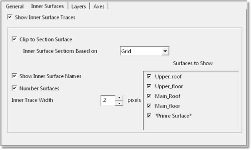 Section Settings Inner Surfaces Page.