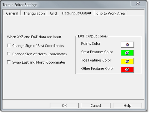 Terrain Editor Settings dialog - Data Input/Output page