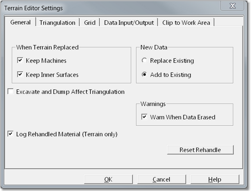 Terrain Editor Settings dialog, General page.