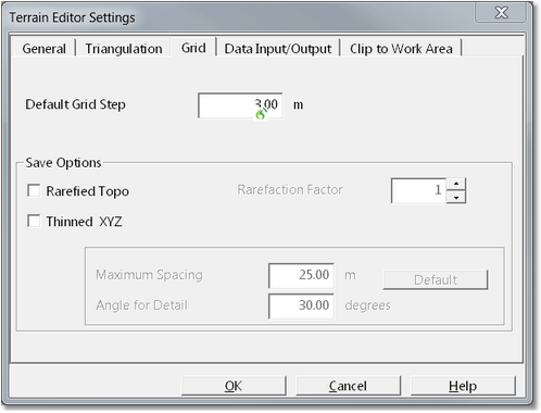 Terrain Editor Settings - Grid page.