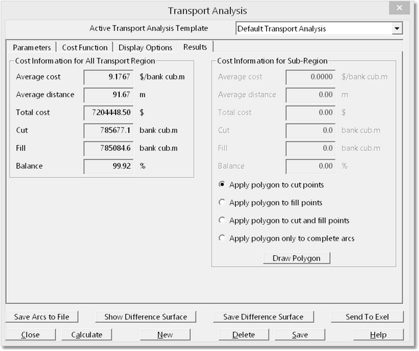 Transportation Analysis Dialog - Results Page.