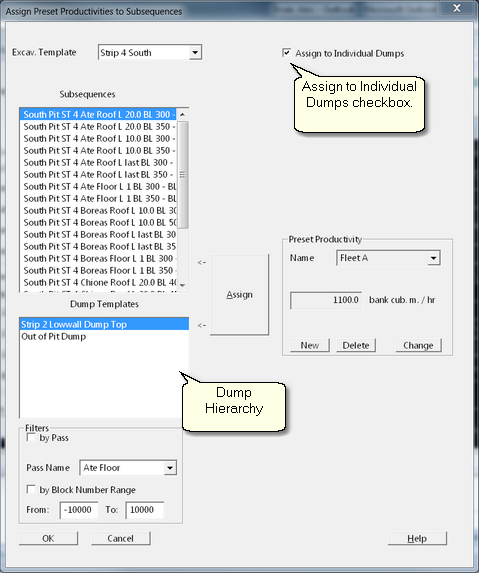 Assign Preset Productivities Dialog.