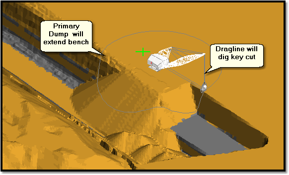 Key Bridge Procedure - Move 1 Dump 1 start. Excavate key cut and extend bench.