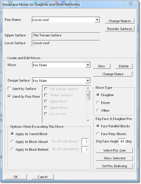 Pass and Moves Parameters Dialog.