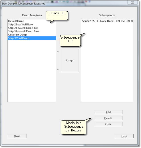 Excavation Dependency Dialog.