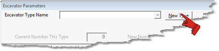 Excavator Parameters dialog with no Excavators present