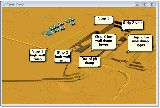 Assign Trucks and Excavators example, pit layout