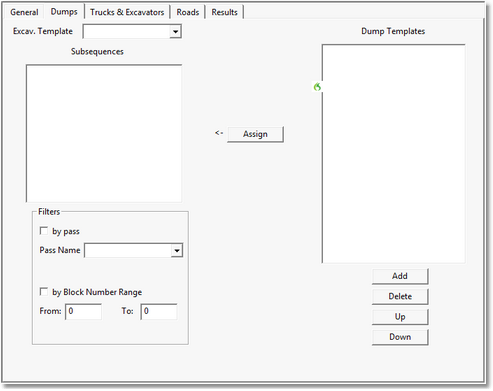 Simulation Settings dialog, Dumps page