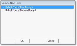 Copy to new Truck dialog