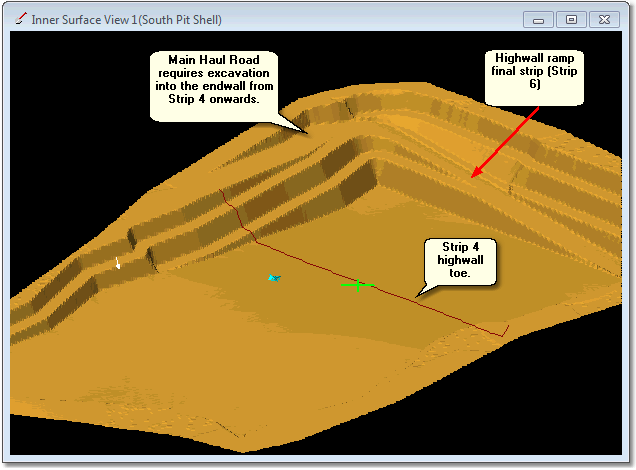 South Pit Shell, Showing Main Haul Road along Northern End Wall.