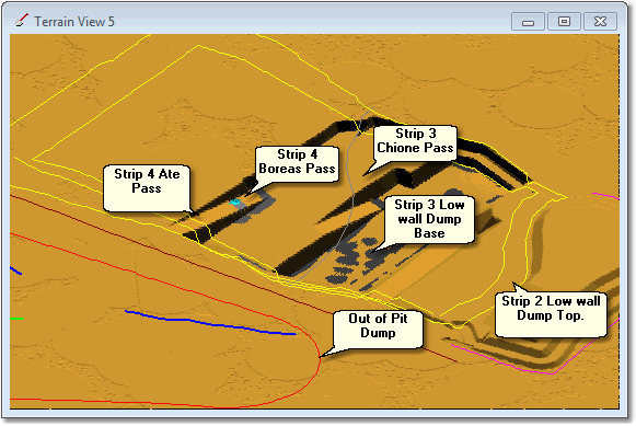 Layout of Excavation Passes and Dumps for Strips 3 & 4.