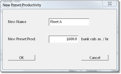 New Preset Productivity Dialog.