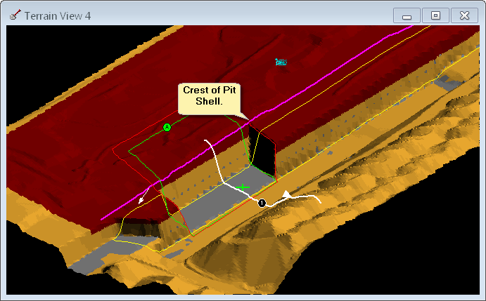 Excavation Constraints Example - Excavation Complete Pit Shell set as  Surface Constraint.